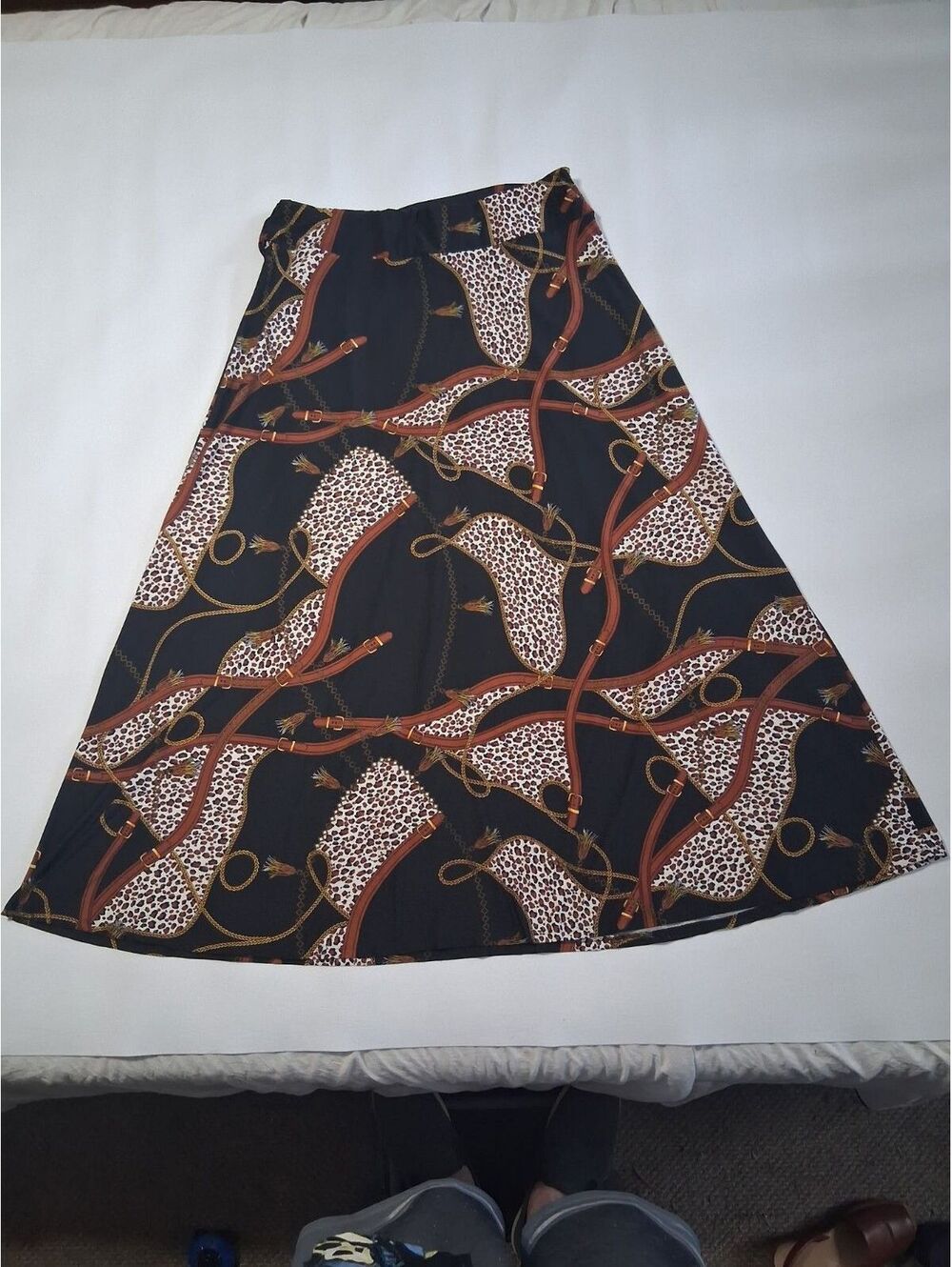 Robert Louis Leopard & Equestrian Print Skirt